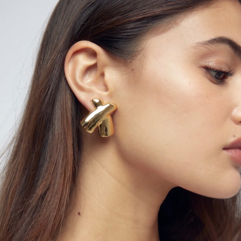 Gold Sculptural Statement Earrings